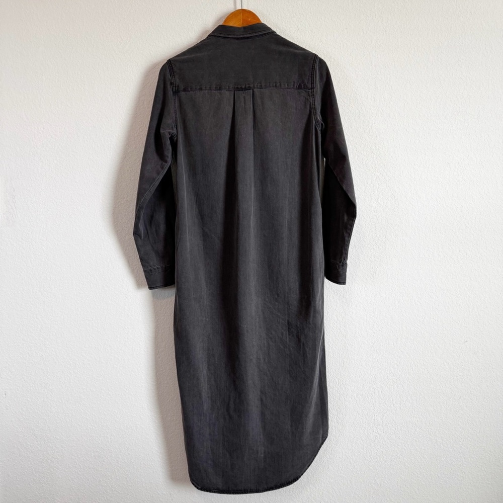 Quince Women's Distressed Denim Black Wash Maxi Shirt Dress Size XS - Picture 10 of 11